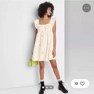 Wild Fable Mini Dress in Cream with Ruffle Details